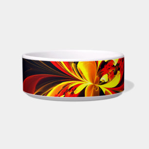 Tigela Padrão de Arte Abstrata Floral Amarelo Vermelho Mo