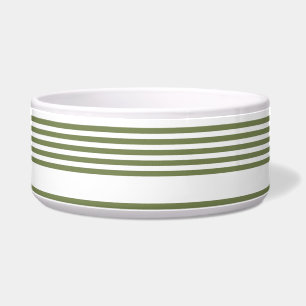 Tigela Padrão de cinco faixas verde-oliva e branco