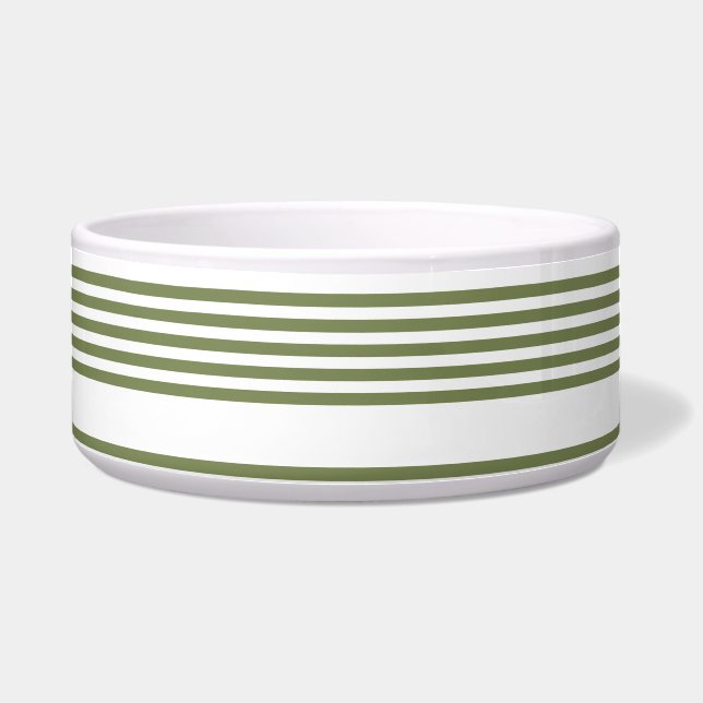Tigela Padrão de cinco faixas verde-oliva e branco (Frente)