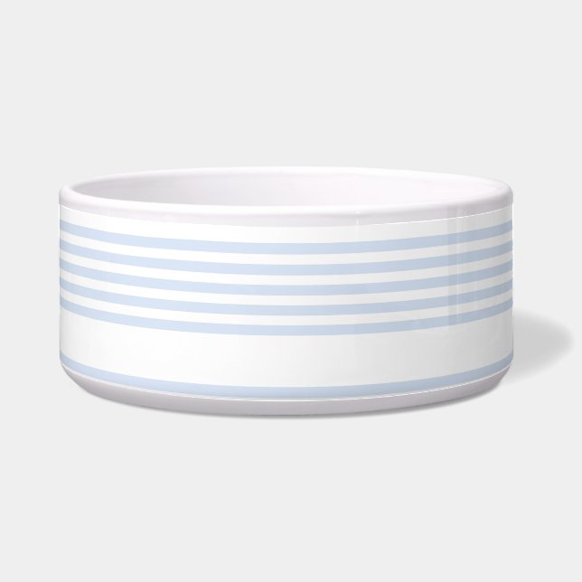 Tigela Padrão de cinco listras azul-claro e branco (Frente)