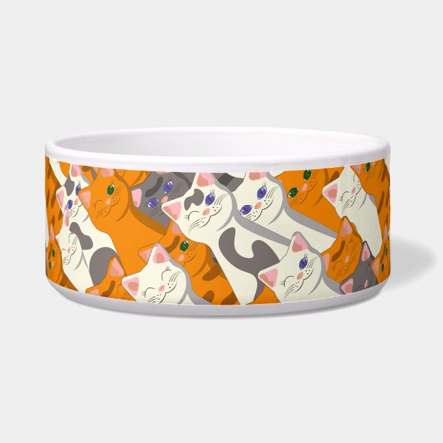 Tigela Padrão de diagonal do gato preto branco do Ginger (Frente)