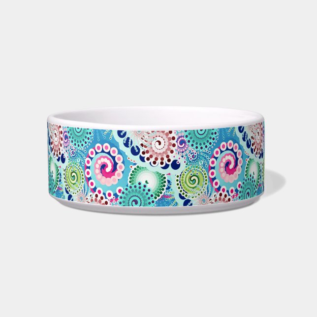 Tigela Padrão de espiral frontal, turquesa, rosa, multifu (Esquerda)