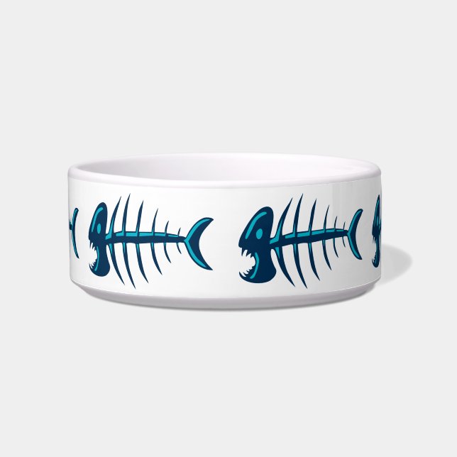 Tigela Padrão de Esqueleto de Ossos de Peixe Azul (Frente)