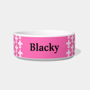 Tigela Padrão de Fleur de Lis, branco e rosa quente