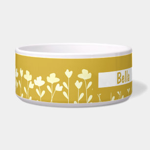 Tigela Padrão de Flor Dourado com Nome Floral