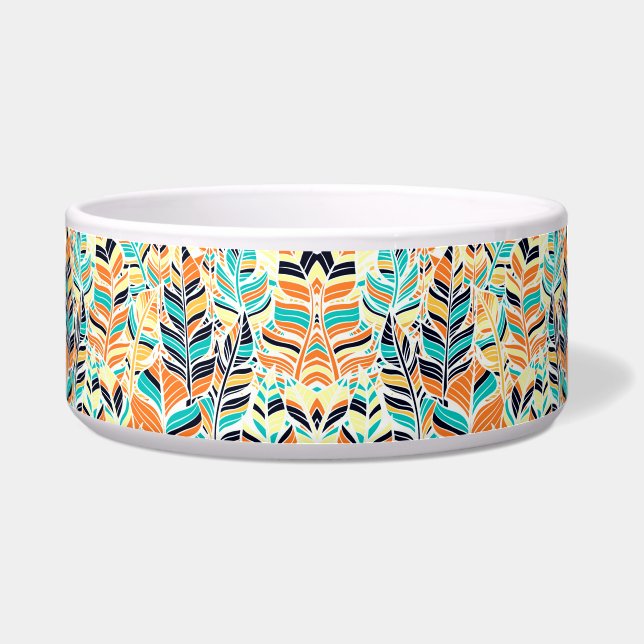 Tigela Padrão de folhas boho colorido fofo (Frente)