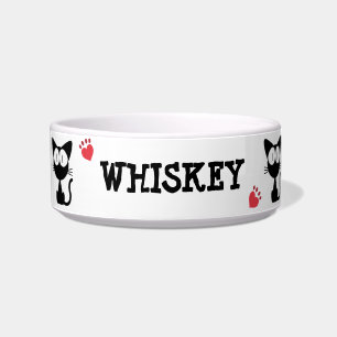 Tigela Padrão de gatinho preto-e-branco e engraçado