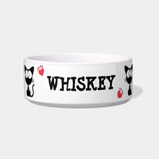 Tigela Padrão de gatinho preto-e-branco e engraçado