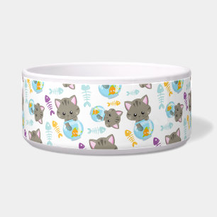 Tigela Padrão de Gatos, Gatos Fofos, Gatinhos, Peixes