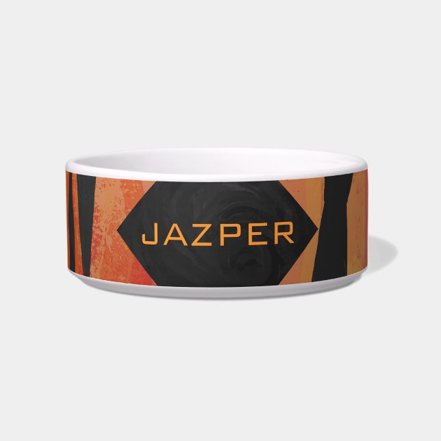 Tigela Padrão de Impressão preto e laranja quente do tone (Frente)