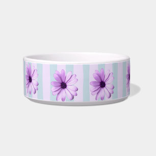Tigela padrão de margarida listrada de azul e roxo