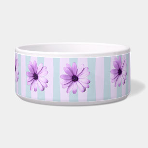 Tigela padrão de margarida listrado de azul e roxo