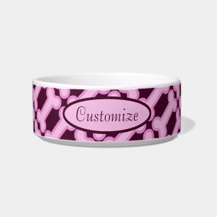 Tigela Padrão de Ossos Rosa Personalizados