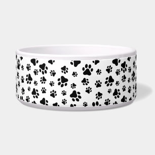 Tigela Padrão De Patas, Patas De Cachorro, Preto e Branco