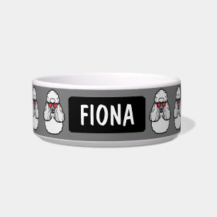 Tigela Padrão de Poodle Personalizado Engraçado