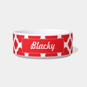Tigela Padrão de Quatrefoil Vermelho Personalizado
