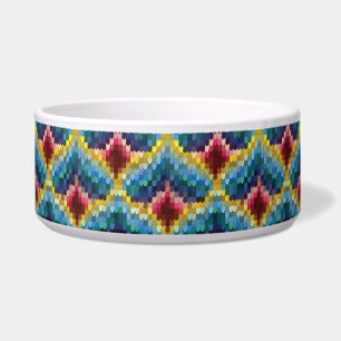 Tigela Padrão de Quic Boho do Bordado de Bargello Colorid