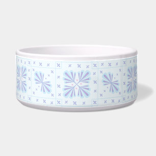 Tigela Padrão de repetição floral geométrica azul pastel