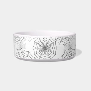 Tigela Padrão de Seda Cobweb da Aranha Negra em Branco E