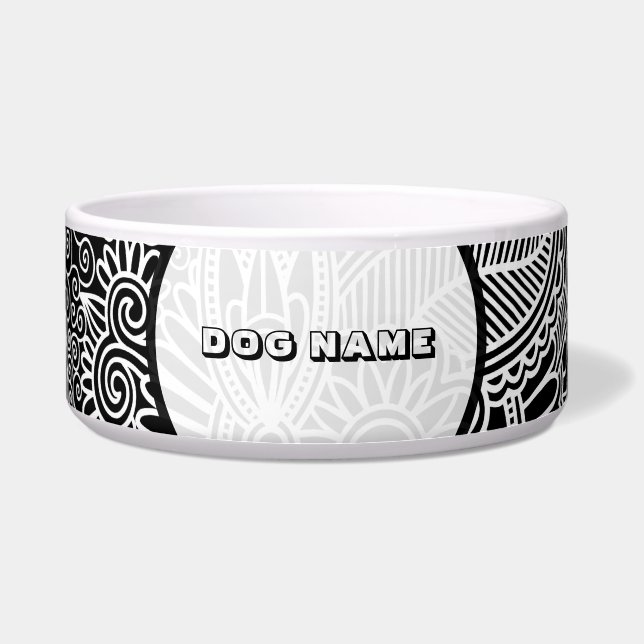 Tigela Padrão de Sombreamento de Linha Fina Preta e Rosa  (Frente)