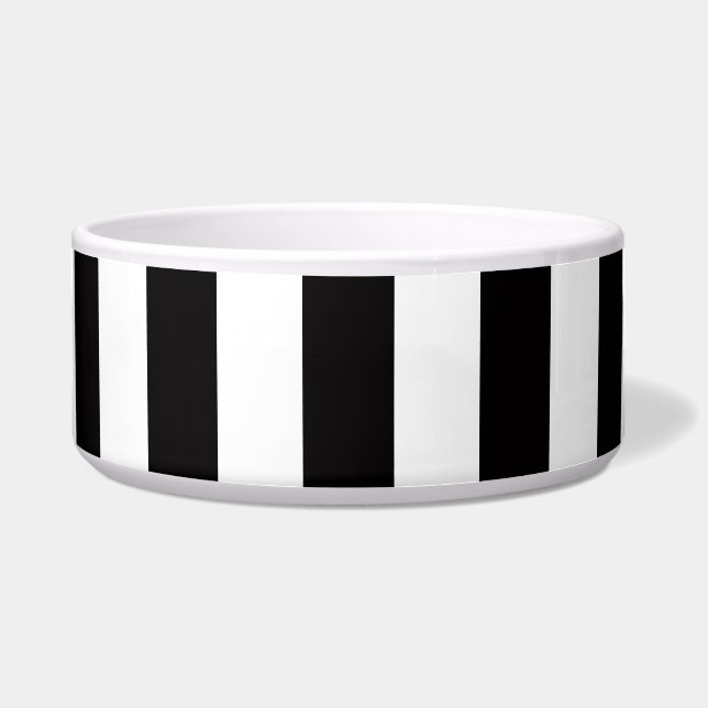 Tigela Padrão de Stripes de XL Preto e Branco (Frente)