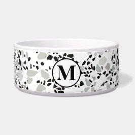 Tigela Padrão de Terrazzo Branco e Cinza Monogram Moderno