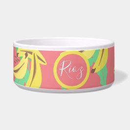 Tigela Padrão de Verdura de Banana Rosa Verde