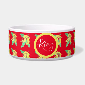 Tigela Padrão de Verdura de Banana Vermelho