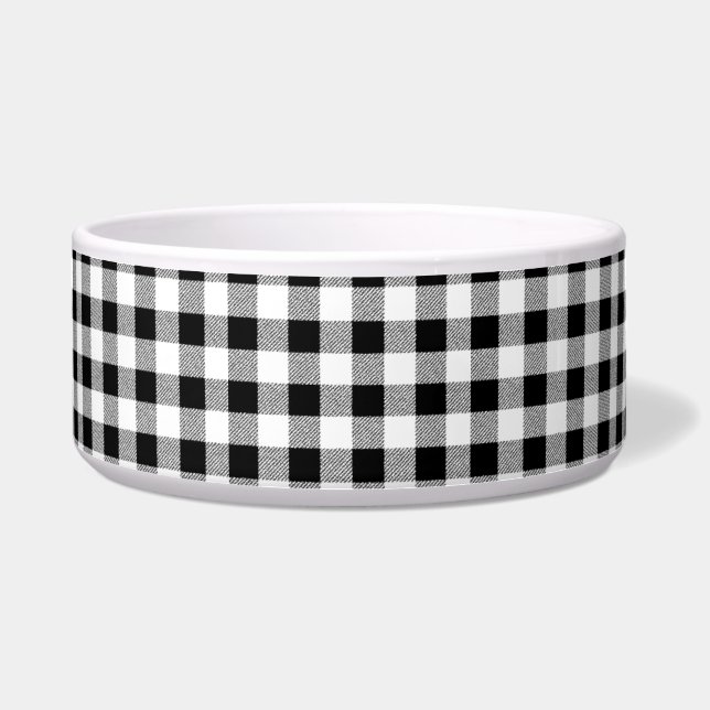Tigela Padrão de verificação de Gingham preto e branco (Frente)