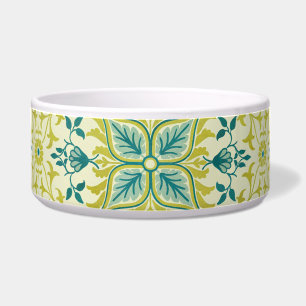 Tigela Padrão de Videira e Flor Amarelo Turquesa Morris