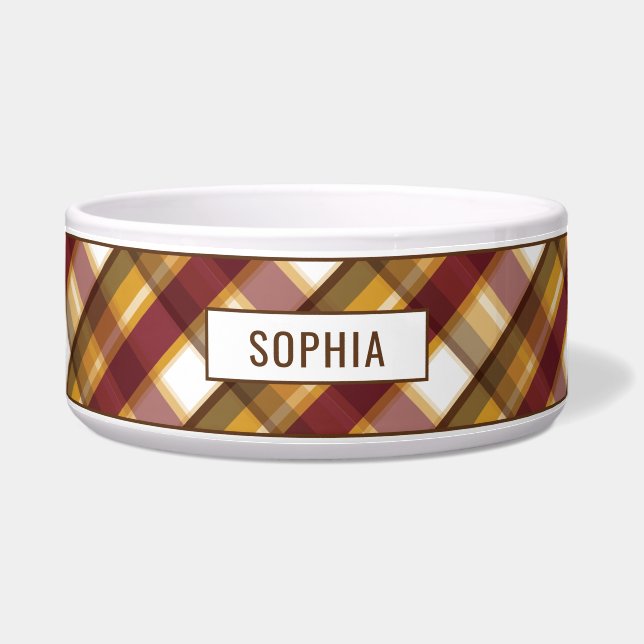 Tigela Padrão de Xadrez e Nome Personalizado das Cores de (Frente)