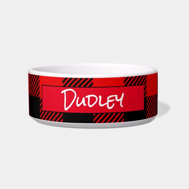Tigela Padrão de Xadrez Red Buffalo Personalizado (Frente)