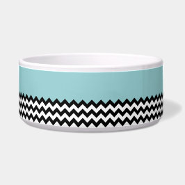 Tigela Padrão de ziguezague preto e branco, Chevron, azul