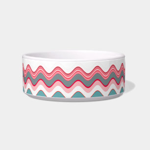 Tigela Padrão de Zigzag Azul Cor-de-rosa