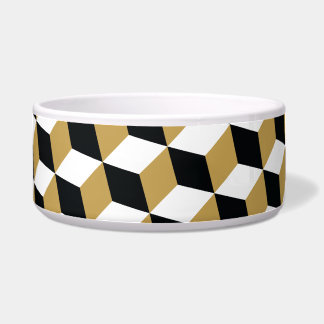 Tigela Padrão Dourado de cubos 3D preto e branco