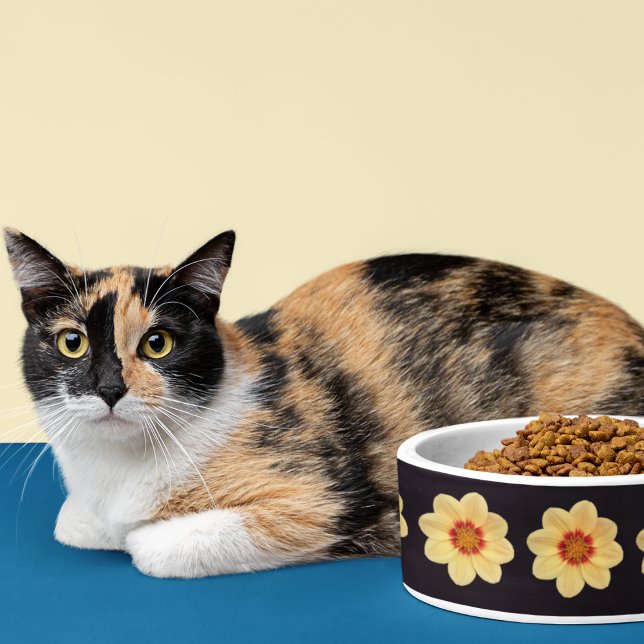 Tigela Padrão Floral Amarelo Dahlia em Preto (Criador carregado)