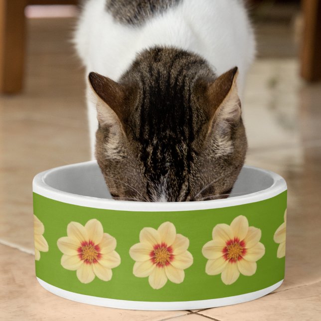 Tigela Padrão Floral Amarelo Dahlia em Verde (Criador carregado)