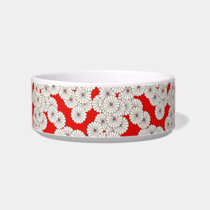 Tigela Padrão floral Art Deco - creme em vermelho