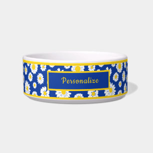 Tigela Padrão Floral de Margarida Amarela e Azul Alegre