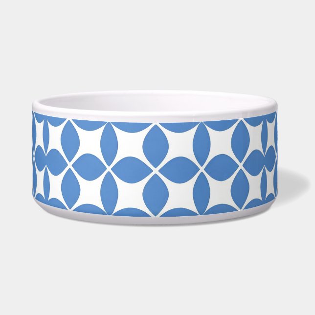 Tigela Padrão Geométrico Abstrato Azul e Branco (Frente)