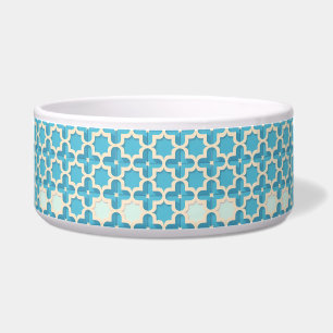 Tigela Padrão Geométrico Abstrato Azul e Branco