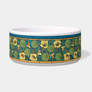 Tigela Padrão Nouveau da Flor Nasturtium Amarelo Azul