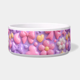 Tigela Padrão Perfeito de Laços e Corações Pastel Kawaii