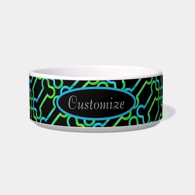 Tigela Padrão personalizado de cores pretas e neon (Frente)