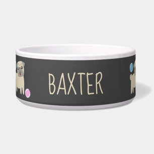 Tigela Padrão Personalizado de Pug Fofo e Bolas