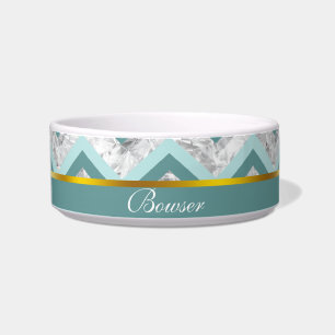 Tigela Padrão Teal e Crystal Zigzag