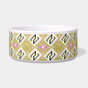 Tigela Padrão Tribal Geométrico Moderno Oliva e Magenta
