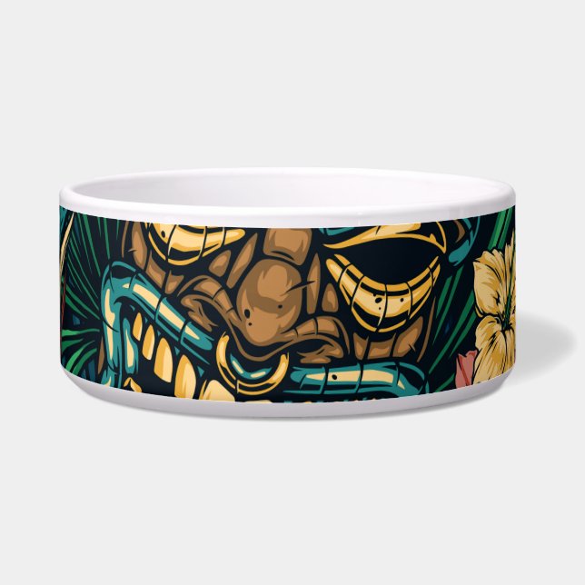 Tigela Padrão Tropical de Máscara de Tiki Havaiano (Frente)
