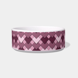 Tigela Padrão Xadrez de Diamante e Quadrado Rosa Cor-de-R