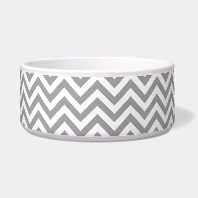 Tigela Padrão Zigue-Zague Grande Chevron Branco Cinza Esc (Frente)